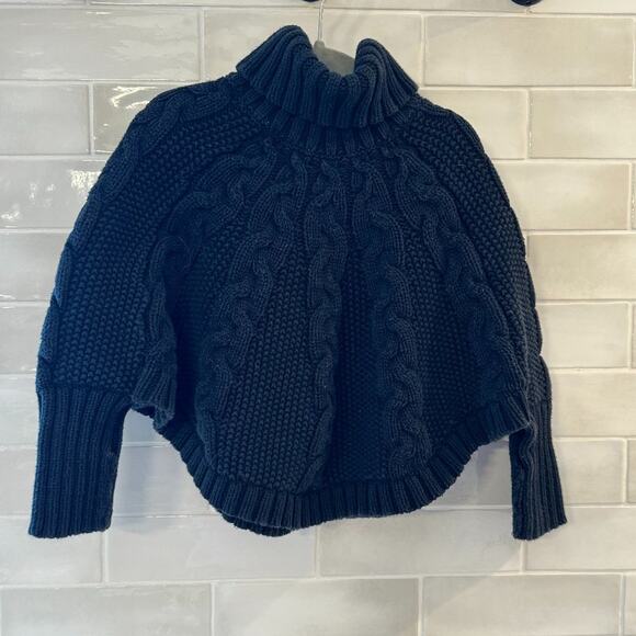 Kids Black Cable Knit Sweater Poncho | Shirts & Tops - Picture 3 of 4